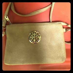 Small Tan Faux Leather Crossbody Purse